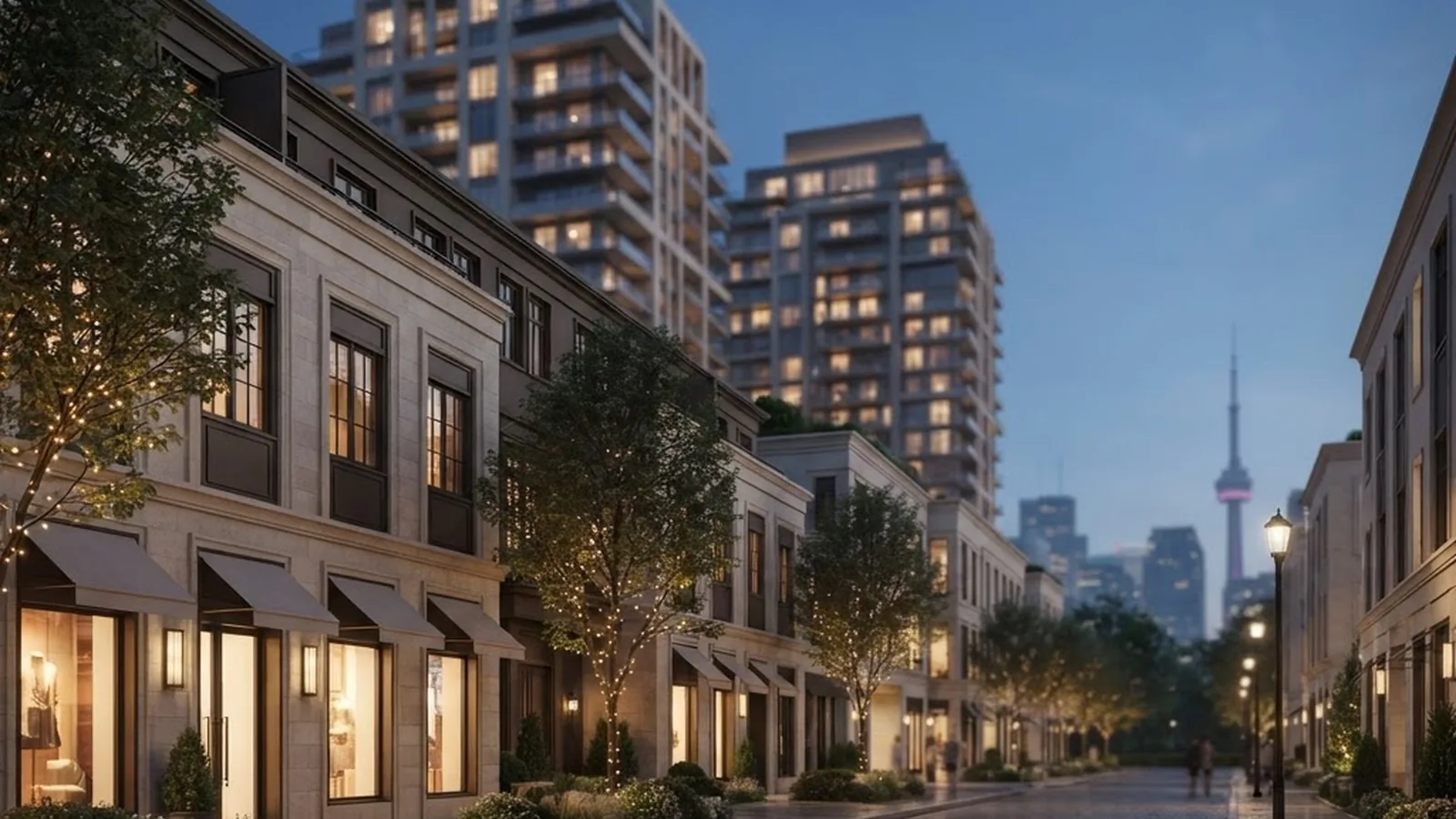 AI-generated Yorkville-inspired luxury streetscape illustration, not an actual property photograph